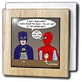 Rich Diesslins Funny General Cartoons - Super Hero Parody with Batman and Spiderman at the bar - Tile Napkin Holders