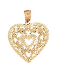 Dazzlers Solid 14k Gold Heart Charm Pendant Available in three colors from jewelsberry (weights: 1.4 grams only)