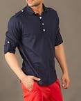 Casual Pull On Roll Up Shirt With Epaulette Navy