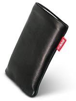 fitBAG Beat Schwarz Handytasche Tasche aus Echtleder Nappa mit Microfaserinnenfutter für Samsung Google Galaxy Nexus i9250 (Neues Modell ab Oktober 2011)