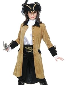 Charades Adult Womens Pirate Halloween Costume Jacket Coat Medium