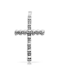 Bling Jewelry Sterling Silver Multi Skull Cross Pendant