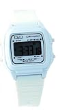Q&Q #L116J005Y Men's White Rubber Band Alarm LCD Digital Watch
