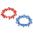 Set of 2 Faceted Glass Rondell Stretchy Bracelets - 7.5'' Length - Red and Blue