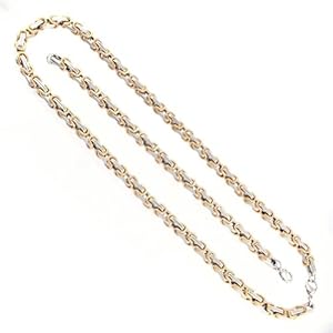 Kadima Stainless Steel Bracelet and Necklace Set Steel/Gold 2-Tone Bracele 8.5 Inches, Necklace 22 Inches