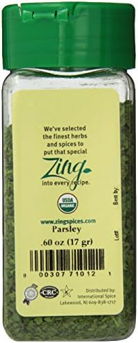 Zing Spices Organic Spices, Parsley, 0.600 Ounce