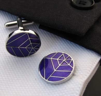 Silver Purple Sipder Web Cufflinks Cuff Links