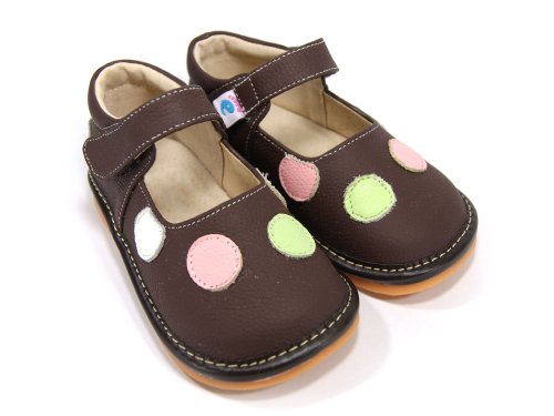 Girl Squeaky/Dress Shoes, Brown, Polka-dot, Removable Squeaker (Toddler/kid/children)
