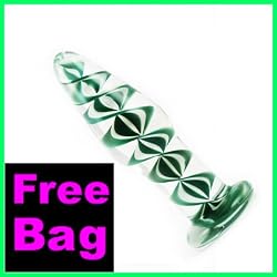 Pyrex Glass Butt Plug Green Helix