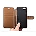 OCASE Leather Wallet Case with empered Glass Screen Protector for Apple iPhone 6/6S - Brown