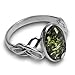 Sterling Silver Green Amber Celtic Knot Oval Ring