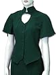 Heart Neck Short Sleeve Bridal Blouse, Hunter Green