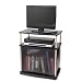 Three Tier TV Stand with Glass Doors in Black and Chrome Finish