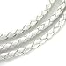 BEADNOVA 3.0mm Round Folded Bolo Braided Leather Cords for Bracelet Necklace Jewelry Making 5 m, White