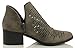 City Classified Women's Tiny Dash Perforations Western V Cutout Side Low Stacked Heel Ankle Bootie