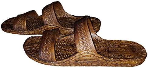 Unisex Hawaiian Jesus Sandals Double Strap Rubber Slides (9, Brown)