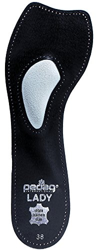 Pedag 2821 Lady 3/4 Ultra Thin Leather Self Adhesive Insole for All Heels, Black, Women's 6