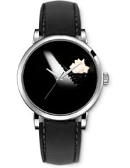 SPRAWL Aanalog Fashion Series Silver Ladies Watches of Genuine Black Leather Strap,Unique Wrist Watch for Women Girls Designed with White flower on the piano