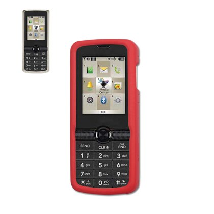 Fashionable Perfect Fit Soft Silicon Gel Protector Skin Cover (Faceplate/Snap On) Rubber Cell Phone Case with Screen Protector for LG GLANCE VX7100 Verizon - Red