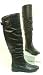 Damen Leder Overknee Stiefel schwarz
