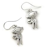 Love Monkey Sterling Silver Charm Earrings