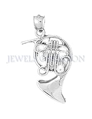 Rhodium-Plated 925 Sterling Silver French Horn Pendant