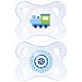 Pack of 2 MAM Original Baby Dummies/ Soothers/ Pacifiers 0+ months TRAIN Blue/Green