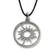 Stainless Steel Rising Sun Pendant on 19 inch Rubber Cord