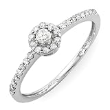 925 Sterling silver Brilliant Round Diamond Ladies Engagement Bridal Ring (0.31ct.tw, HI Color, I2-I3 Clarity)