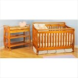 Athena Amy 3-in-1 Convertible Crib and Nadia Changing Table in Pecan