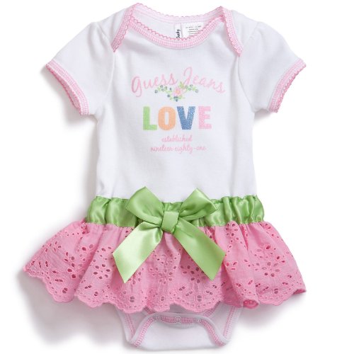 GUESS Romper with Eyelet Skirt, PINK (0/3M)