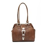 American West Retro Romance Collection Zip Around Frame Satchel in Hand Tooled Leather