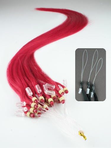Micro Loop Ring Human Hair Extensions 25 Strands, Color Red 16"