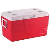 Sporting Goods : Coleman 50-Quart Cooler with Can Holder (Red)