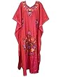 Boho Kaftan Coral Kashmiri Embroidered Kaftans Moroccan Silk Caftan Abaya Dress Xl