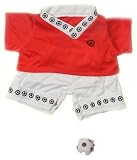 Red Soccer outfit with ball accessory clothes fits 8 - 10 Stuffed Animal kits & most Webkinz & Shining Star animals