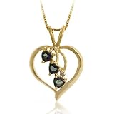 Vermeil (24K Gold over Sterling Silver) Genuine Mystic Topaz Stone Diamond Heart Pendant