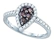 WHITE GOLD 0.51CTW WHITE AND CHOCOLATE DIAMOND FASHION RING Size 7