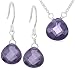 Jewelry : Sterling Silver Purple Cubic Zirconia Pendant & Earring Set