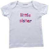 Luvable Friends Tee Top Little Sister, White 0-3 Months