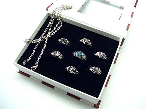 Japanese Anime Katekyo Hitman Reborn Cosplay Costume Accessories - Set of Seven Rings and Necklace