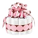 Pink & Brown Polka Dot Ribbon 1 Tier New Baby Girl Diaper Cake