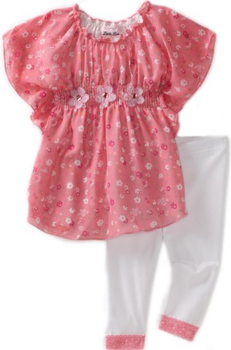 Little Lass Girls 2-6X 2 Piece Skimmer Floral Set, Pink, 2T