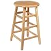 Diversified Woodcraft 5024K Oak Wood Stool with Square Post Legs, 14" Width x 24" Height x 14" Depth
