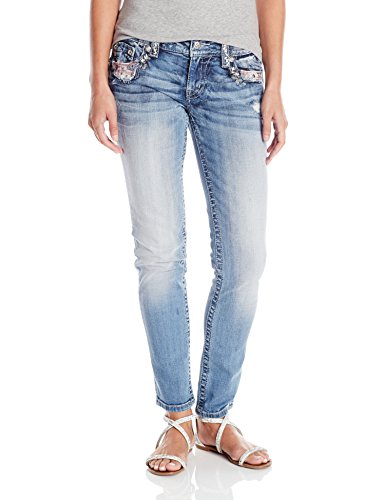 Miss Me Women's Distressed Plaid Skinny Jean