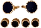 Tuxedo Cufflinks and Studs - Black Onyx with Gold-Tone by Cuff-Daddy
