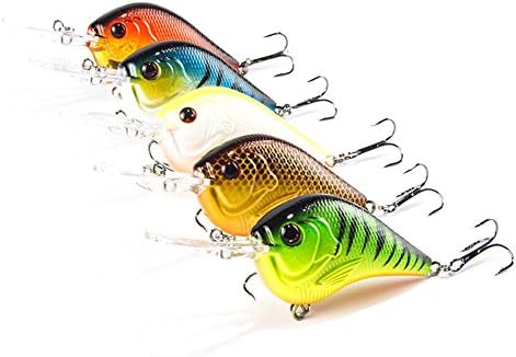 HappyFishing 5pcs/lot Mixed Crank Fishing Lures Bass CrankBait Tackle with 2 Hooks 3.7inch 0.39oz