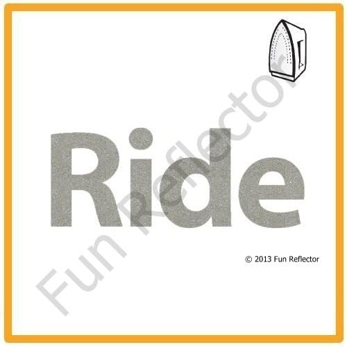 Ride (letters), Reflective Iron on Transfer.