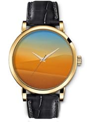 SPRAWL Aanalog Fashion Series Gold Ladies Watches of Genuine Black Leather Strap,Unique Wrist Watch for Women Girls Designed with desert