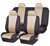 car seat cover full set front airbags ready & rear split fb060 begie/black 114